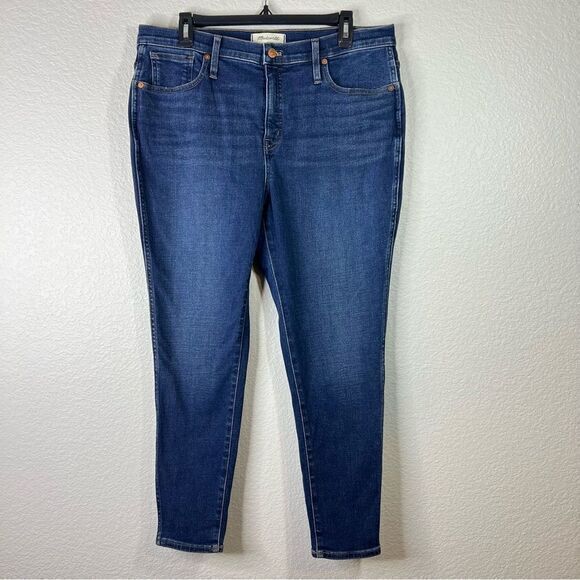Madewell Womens Skinny Jeans 10" High Rise‎ Stretch Medium Wash Denim Blue 32P - Picture 1 of 8